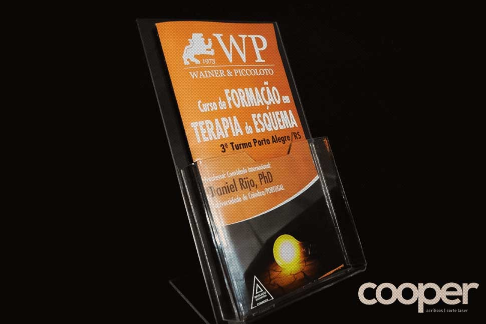 Porta folder em acrílico 100% virgem